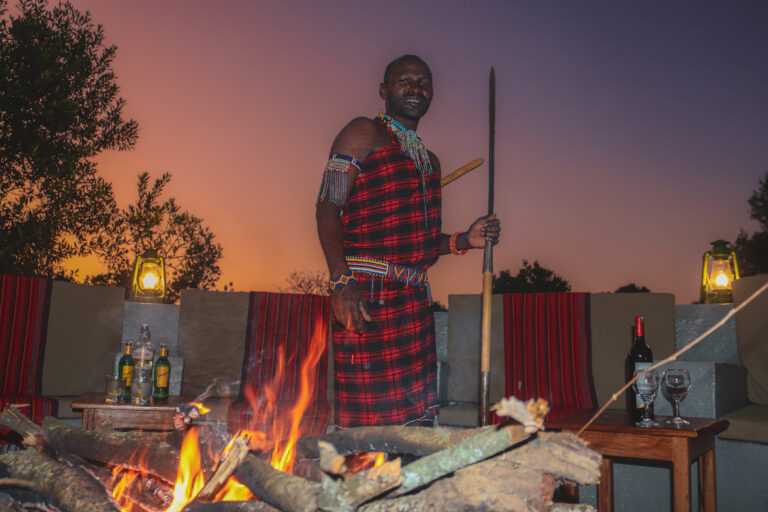 Bonfire - Spirit of Tembo - Dusk Light Setting - Maasai Staff Angle 1