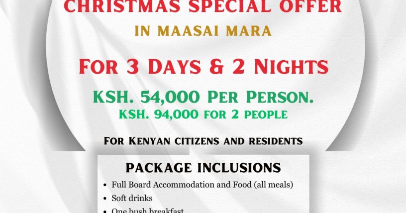 All meals Soft drinks One bush breakfast Laundry services WiFi at camp One Bush Dinner or sundowner, weather permitting Shared gamedrives Park fees (1)